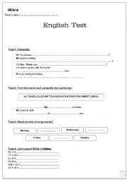 English Test fo 6th grade (Tunisian pupils)