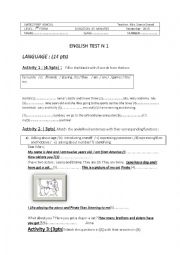English Worksheet: Mid-Semester Test1