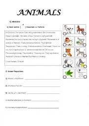 English Worksheet: ANIMALS