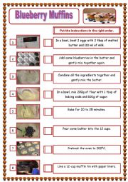 English Worksheet: Blueberry Muffins Recipe