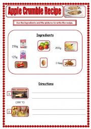 English Worksheet: Apple Crumble Recipe