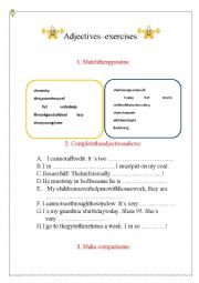 English Worksheet: Adjectives - exercises 