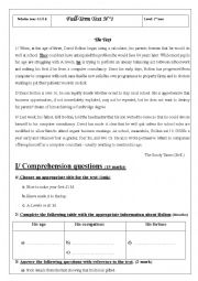 English Worksheet: Full-Term Test N1 1st y