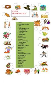 English Worksheet: Happy Thanksgiving day