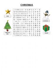 English Worksheet: Christmas word search puzzle