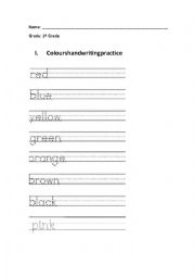 English Worksheet: Colours