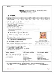 English Worksheet: Adjectives of opinion
