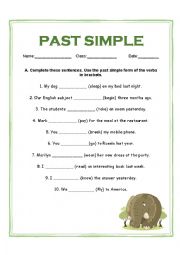 Past simple - Fill in the blanks