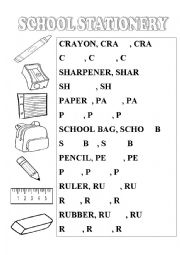 English Worksheet: School Stationery