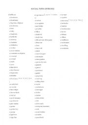 English Worksheet: Social Types of People (= People Idioms)