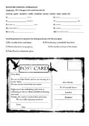 English Worksheet: COMPOSITION HOLIDAY POSTCARD