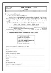English Worksheet: 7th form full test N1