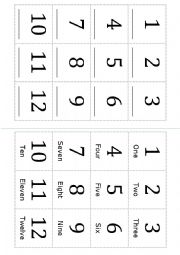 Numbers from 1 to 12
