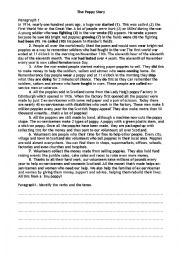 English Worksheet: Remeberance Day Poppies CO