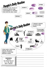 English Worksheet: Peoples Daily Routine: from I to He/She