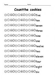 English Worksheet: Count the cookies