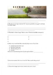 English Worksheet: Before the Flood Documentary - National Geographic - Worksheet 1