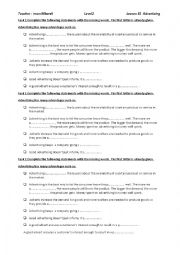 English Worksheet: Lesson E2 Advertising