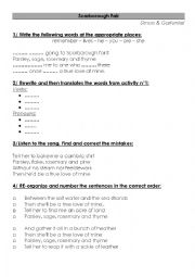 English Worksheet: Scarborough Fair (Simon & Garfunkel)