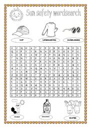 English Worksheet: sun safety