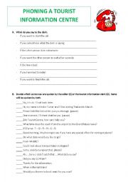 English Worksheet: Telephoning a Tourist Information Centre