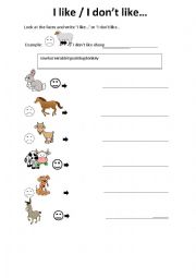 English Worksheet: I like / I dont like