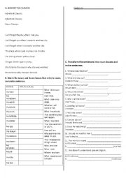 Noun Clauses Warm Up Worksheet