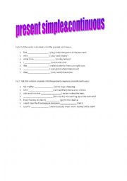 English Worksheet: Present Simple& Continuous