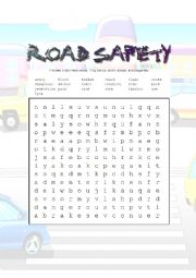 English Worksheet: ROAD SAFETY (1) Word Search Puzzle With Answers