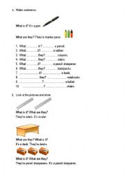 English Worksheet: Classroom language