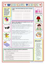 English Worksheet: Wonderful Tonight (song)