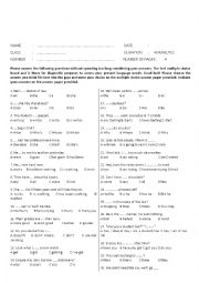 English Worksheet: GRAMMAR DIAGNOSTIC TEST