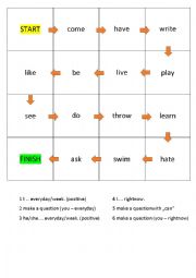English Worksheet: Board Game Tenses Make Sentences