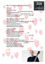 English Worksheet: Have you ever really loved a woman
