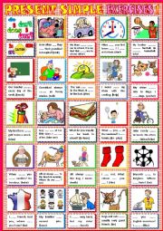 English Worksheet: PRESENT SIMPLE EXERCISES 1