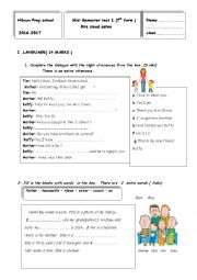 English Worksheet: mid emester test  7th grade