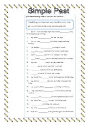 English Worksheet: past simple exercises 
