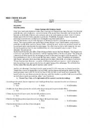 English Worksheet: INTERMEDIATE EXAM