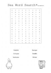 English Worksheet: Word Search - Sea