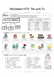 English Worksheet: verb to be- negative and affitmative form