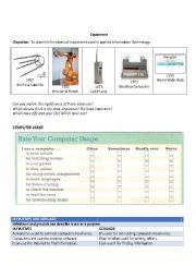 English Worksheet: Uses of computers, their parts and peripherals