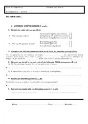 English Worksheet: 4th FORM MID TERM ENGLISH TEST (TUNISIAN OFFICIAL PROGRAM)