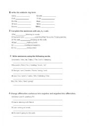 present simple and continuous test