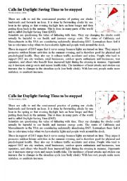 Written Comprehension - DAYLIGHT SAVING TIME (inspired from BreakingNewsEnglish)