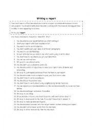 English Worksheet: Writing a report