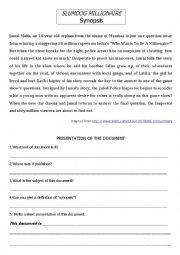 English Worksheet: Slumdog Millionaire