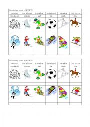 English Worksheet: sport worksheet