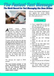 English Worksheet: The fastest text message