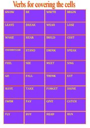 BINGO. Irregular verbs. Part 1.