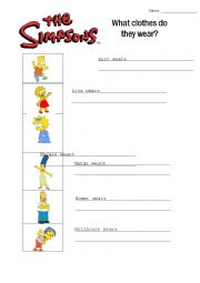 English Worksheet: The Simpsons clothes